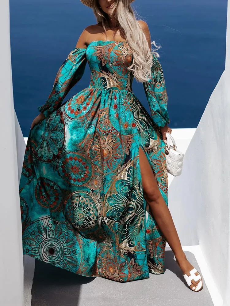 Vestido Longo Estampa Mandala Tomara que Caia
