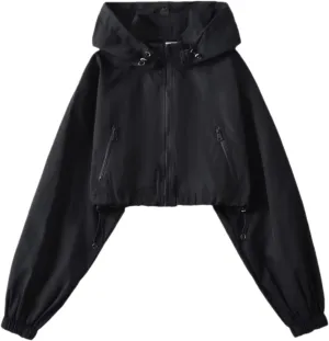 Women Cropped Trench Coats Fashion 2024 Winter Windproof Windbreaker Jackets Classic Hooded Coat Trendy Outerwear