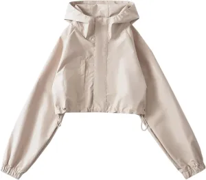Women Cropped Trench Coats Fashion 2024 Winter Windproof Windbreaker Jackets Classic Hooded Coat Trendy Outerwear