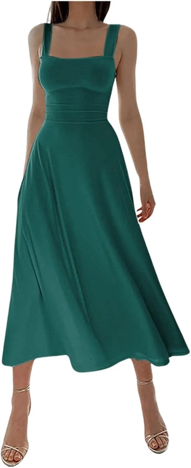 Women's 2025 Summer Casual Maxi Dresses Ribbed Knit Sleeveless Bodycon Elegant Going Out Beach Vacation Clothes