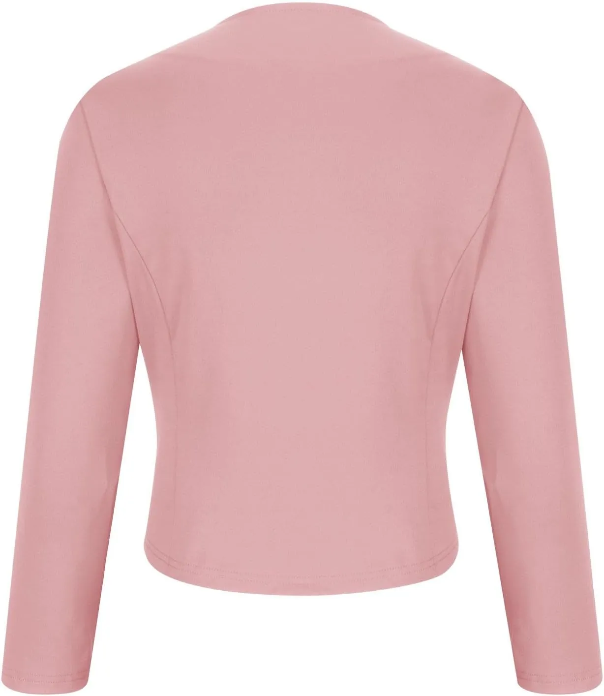 Women's Blazer Cardigan Top Work Office Suit Jackets Casual Collarless Cropped Long Sleeve Business Blazers Coat