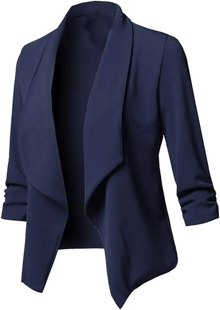 Womens Blazers 3/4 Sleeve Open Front Blazer Business Casual Deconstructed Jackets for Womens Clothes with Plus Size