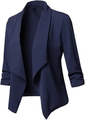 Womens Blazers 3/4 Sleeve Open Front Blazer Business Casual Deconstructed Jackets for Womens Clothes with Plus Size