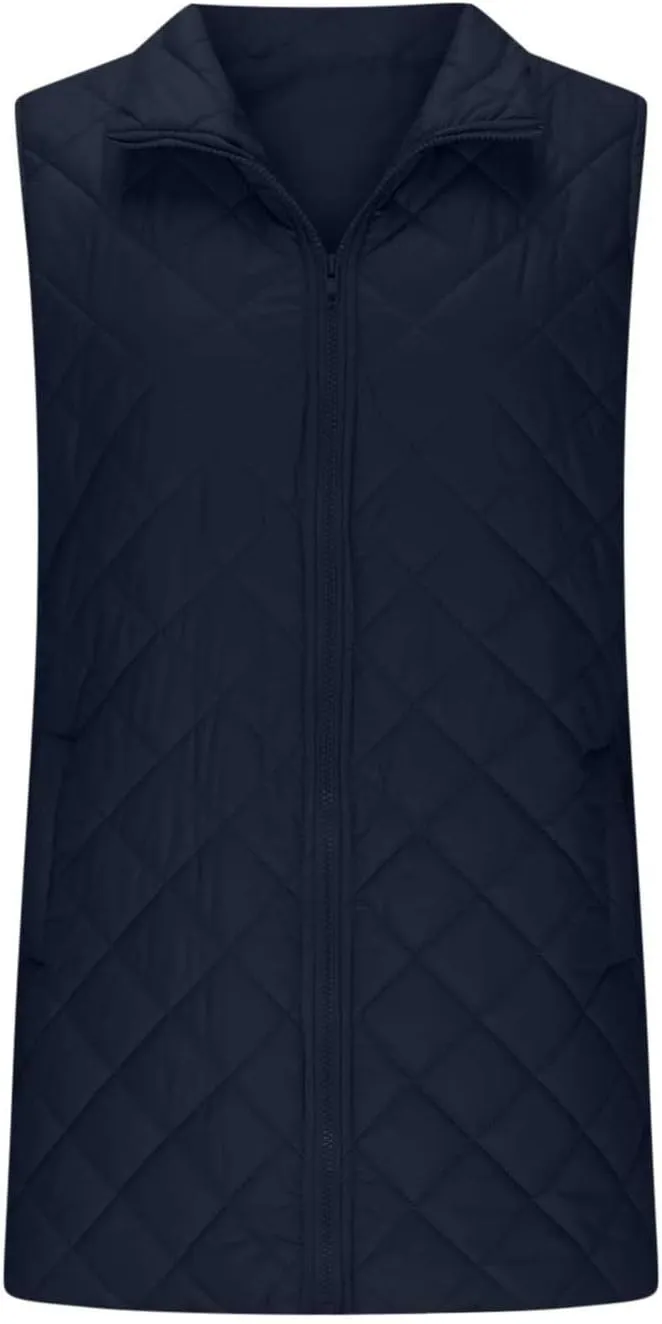 Womens Long Puffer Vest 2024 Sleeveless Zip Up Vest Long Winter Vest Quilted Down Coat Lightweight Trendy Vest Jacket