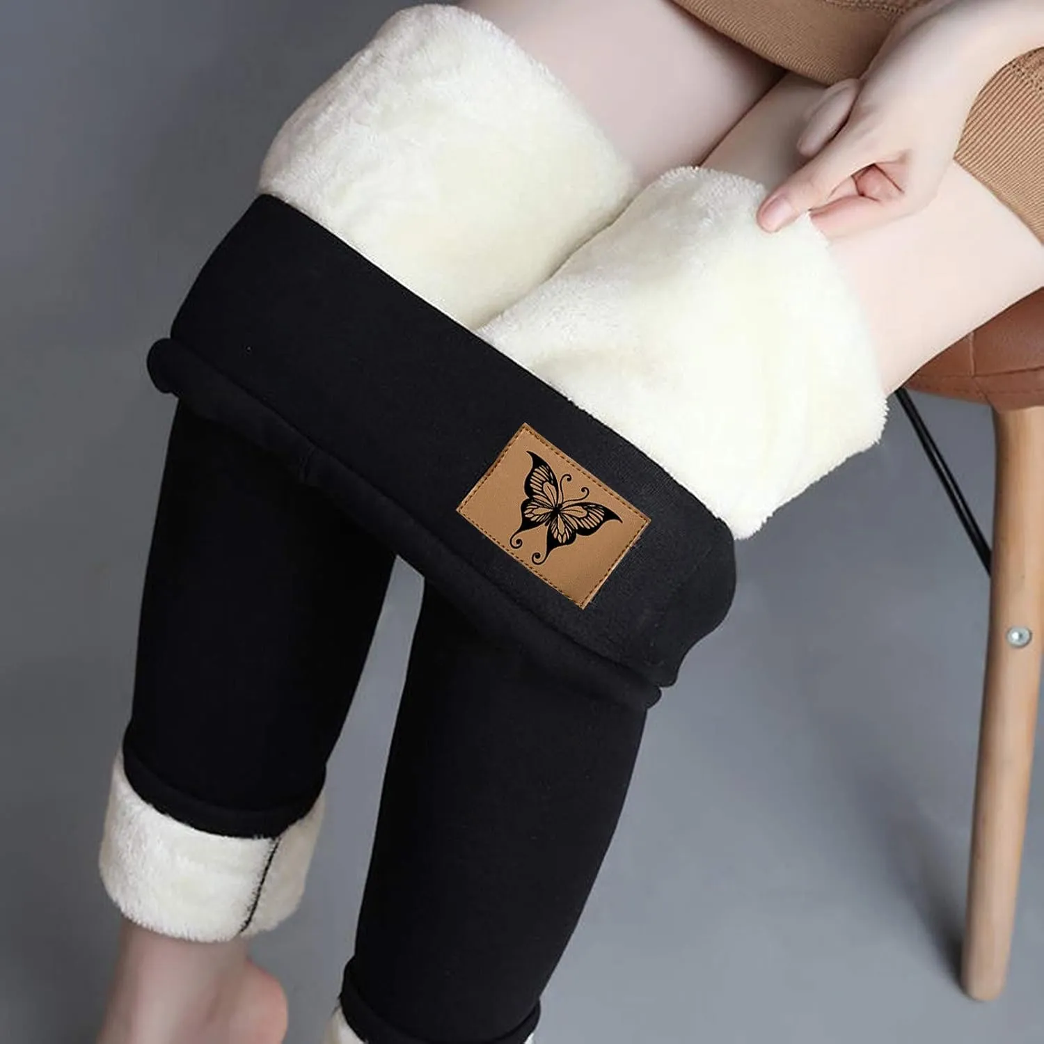 ZEFOTIM Fleece Lined Leggings Women Thermal Workout 2024 Tights Plus Size Soild High Waist Casual Pants